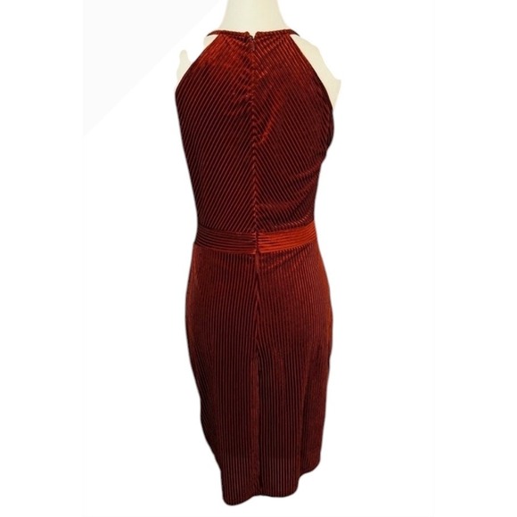 Dynamite Medium Copper Velvet Ribbed Halter Keyhole Midi Dress - Picture 11 of 11